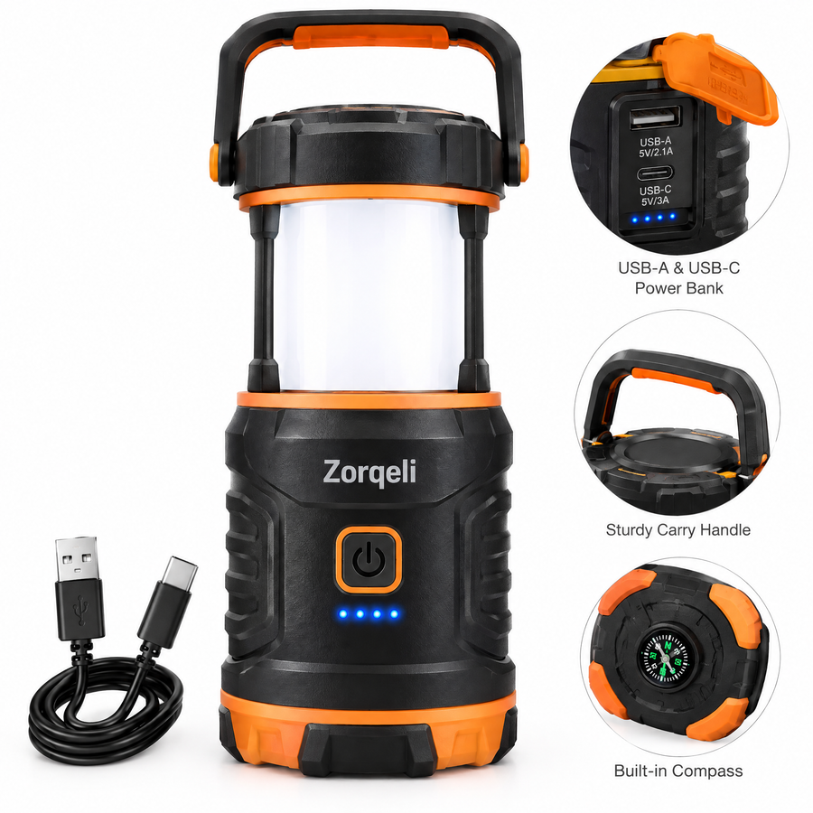 Zorqeli™ LED Camping Lantern with Power Bank