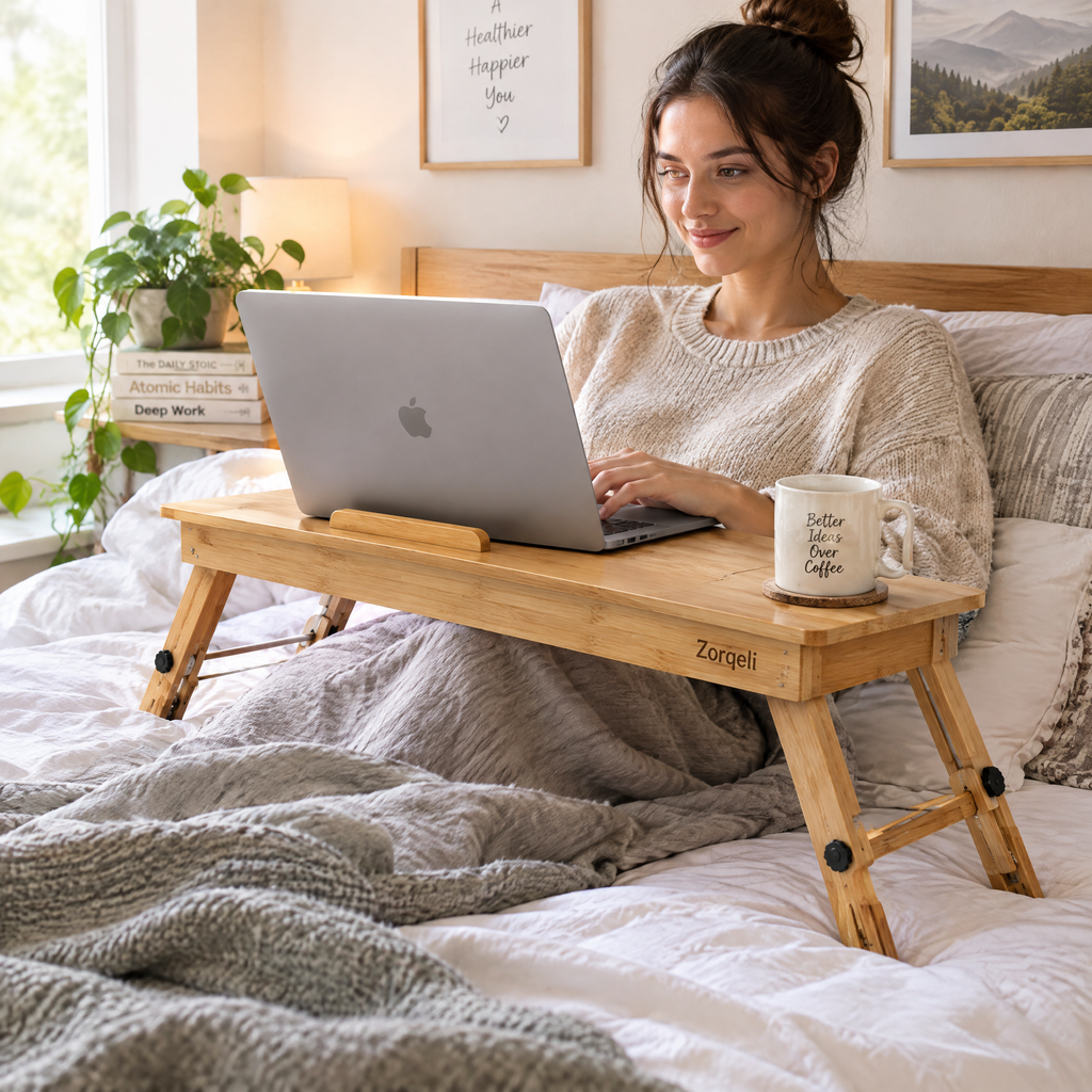 Zorqeli™ Foldable Bamboo Laptop Bed Desk