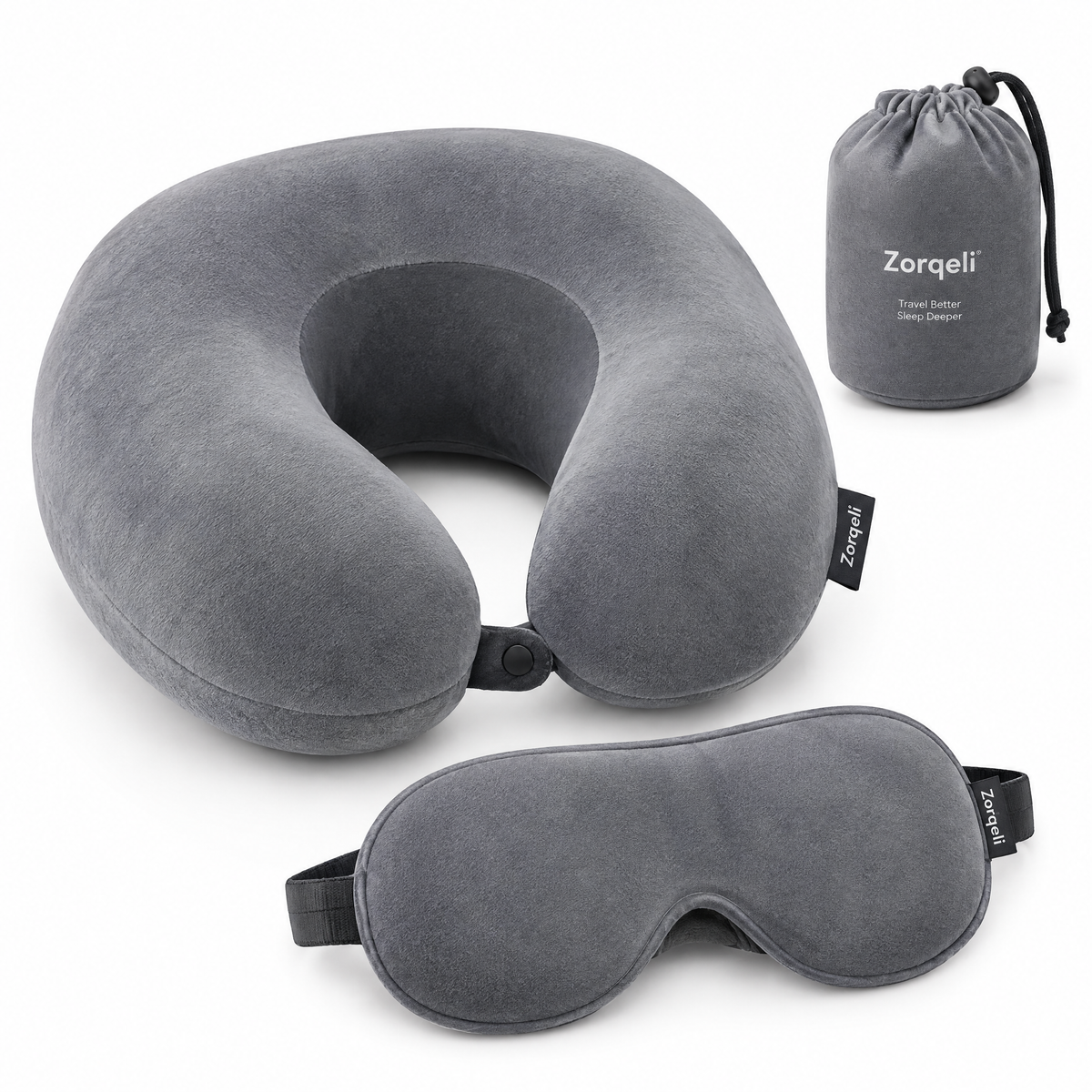 Zorqeli™ Memory Foam Neck Pillow & Eye Mask Travel Set