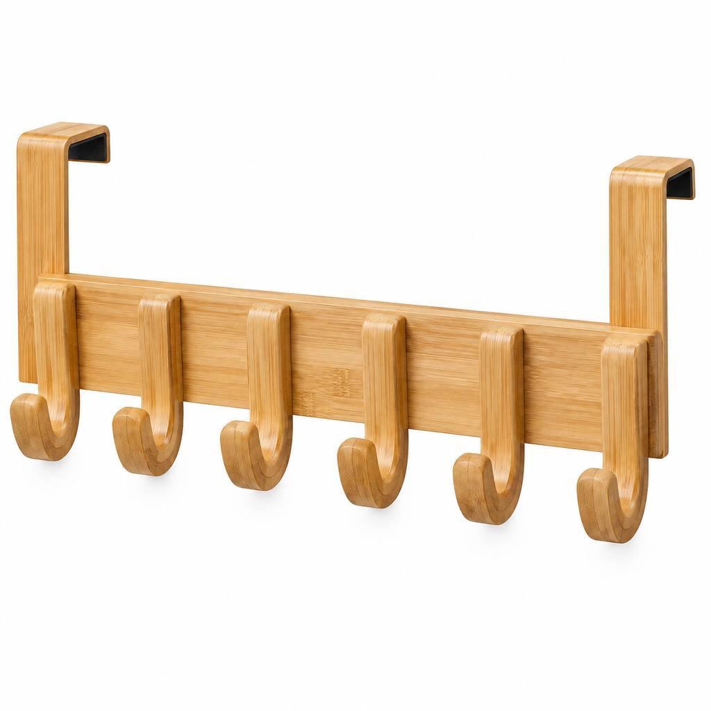 Zorqeli™ Over-the-Door Bamboo Hook Rack
